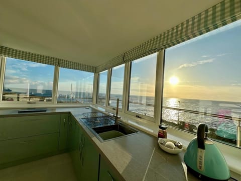 Panormaic views out to sea from the kitchen