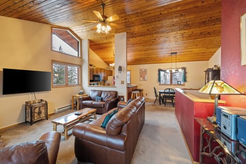 Snuggling up on the couch, enjoying the glow of the fireplace, and catching up on our favorite shows.