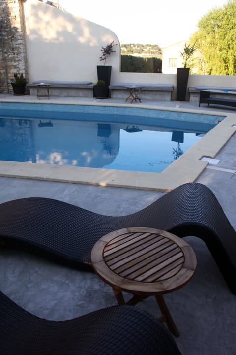 Outdoor pool, sun loungers