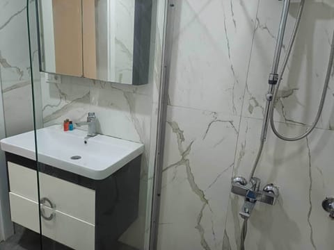 Standard Apartment | Bathroom | Shower, hair dryer, towels, soap