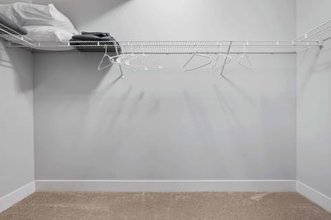 Walk in closets with extra linens.