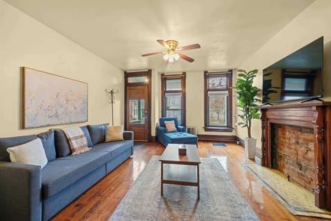 Curl up in the chic living room & stream your favorites on the smart TV