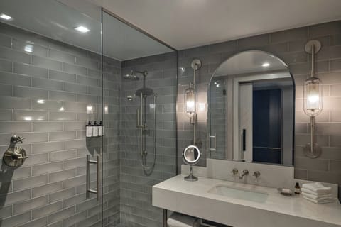 Hair dryer, bathrobes, towels, soap