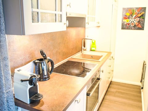 Countertop, Kitchen, Kitchen Appliance, Cabinetry, Plumbing Fixture, Major Appliance, Kitchen Sink, Interior Design, Flooring, Sink