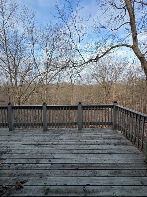 Large deck overlooking valley and trees