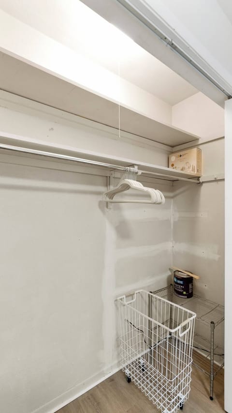 Large closet with hangers available. 