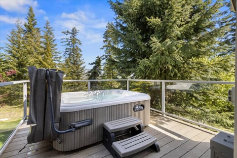 Hot tub on the primary bedroom deck
