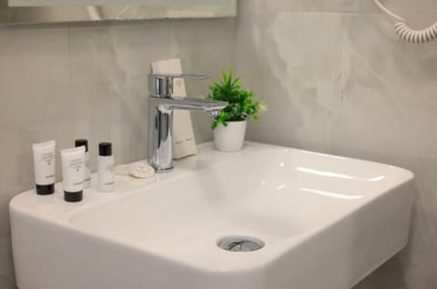 Shower, towels, toilet paper