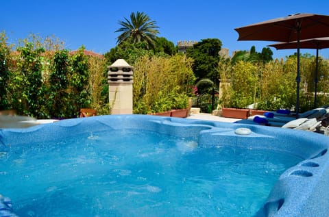 A rooftop pool