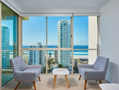 One Bedroom Ocean View Superior Apartment | Living area | 32-inch flat-screen TV with cable channels, TV, DVD player