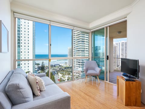 One Bedroom Ocean View | Living area | 32-inch flat-screen TV with cable channels, TV, DVD player