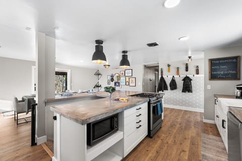 There is no shortage of countertop space in this kitchen
