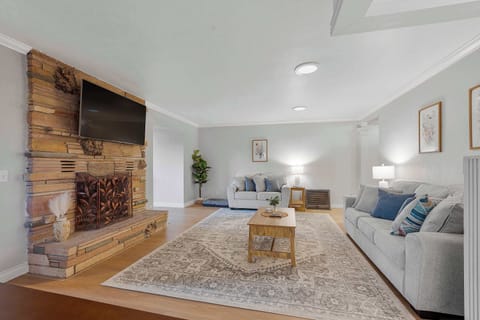 Living room with Smart TV and pullout couch