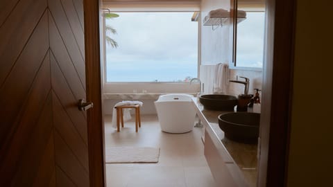 Luxury Room, Private Pool, Ocean View | Bathroom | Separate tub and shower, deep soaking tub, rainfall showerhead