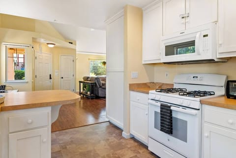 Gas range in kitchen