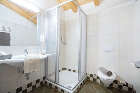 Shower, hair dryer, bathrobes, towels