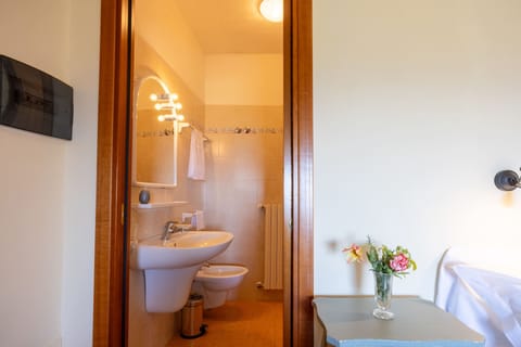 Panoramic Single Room, City View | Bathroom | Shower, slippers, towels, soap