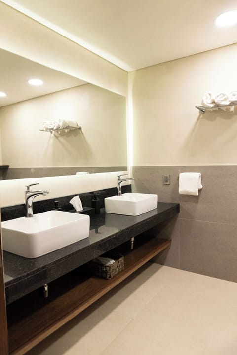 Classic Double Room, City View | Bathroom | Shower, rainfall showerhead, hair dryer, towels