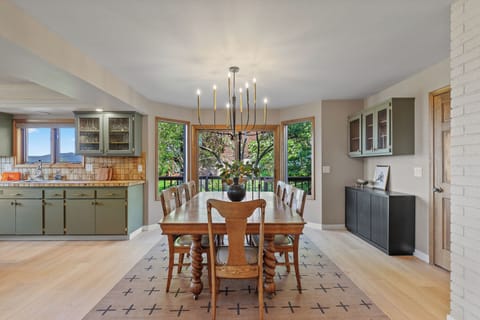 Gather comfortably with dining space for 8 guests.