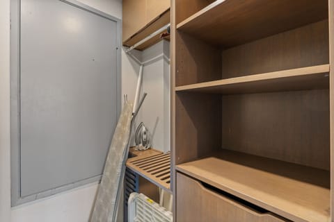 Custom master closet with ironing board.