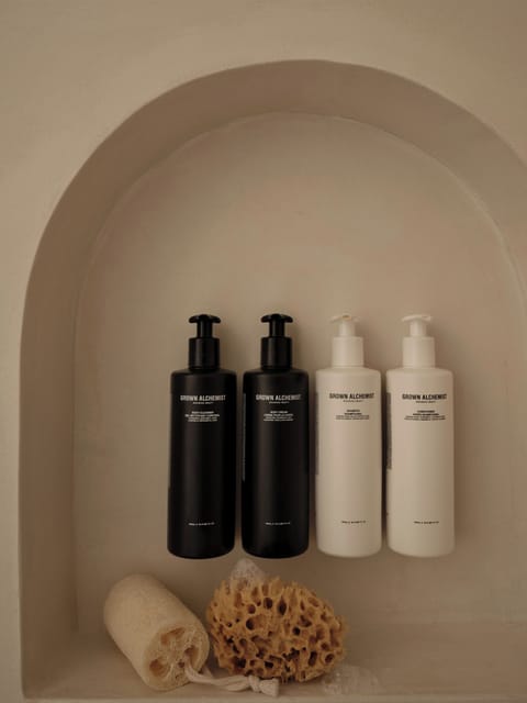 Shower, rainfall showerhead, eco-friendly toiletries, hair dryer