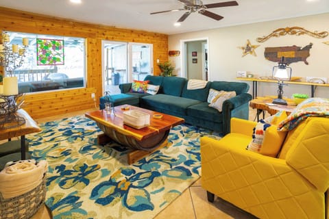 Curl up in the inviting living room & stream your favorites on the smart TV