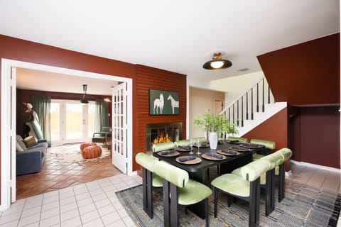 A spacious dining area with seating for 8-10, perfect for shared meals and special moments.