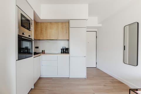 Apartment, 1 Bedroom, Balcony, City View | Private kitchen | Full-size fridge, microwave, oven, stovetop