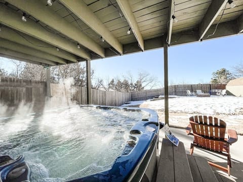 Soak in the private hot tub after your days adventures.