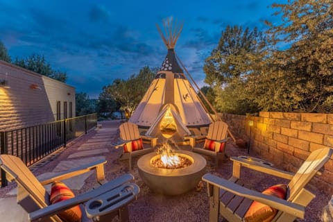 Sleep in the Tipi or unwind fireside with premium Sedona outdoor comforts!
