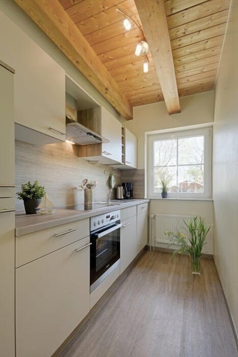 Comfort Apartment, Garden View | Private kitchen | Full-size fridge, microwave, oven, stovetop