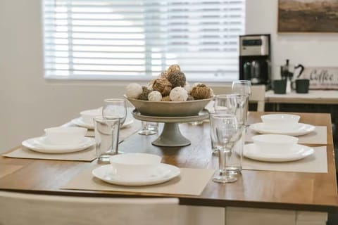 Dining Table fully set up for your family gathering 