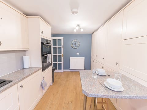 Fridge, dishwasher, electric kettle, toaster