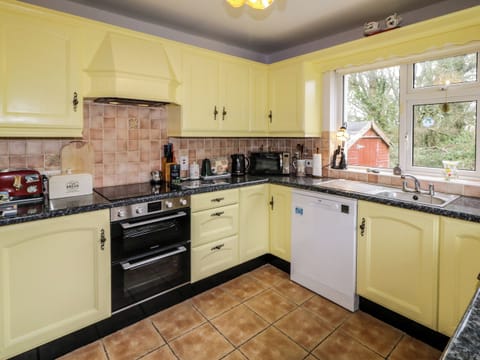 Dishwasher, electric kettle, toaster, cookware/dishes/utensils