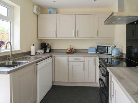 Fridge, dishwasher, electric kettle, toaster