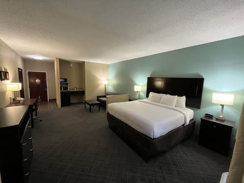 Deluxe Suite, 1 King Bed, Non Smoking, Refrigerator & Microwave | Down comforters, pillowtop beds, desk, laptop workspace