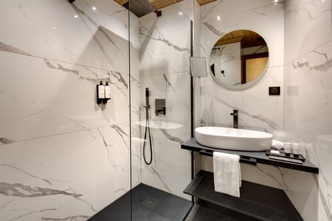 Hair dryer, bathrobes, slippers, towels