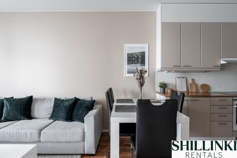 The apartment is equipped with all the modern amenities you need, including a fully stocked kitchen with a dishwasher and coffee maker