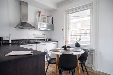 The apartment is a one-bedroom apartment with an open concept kitchen