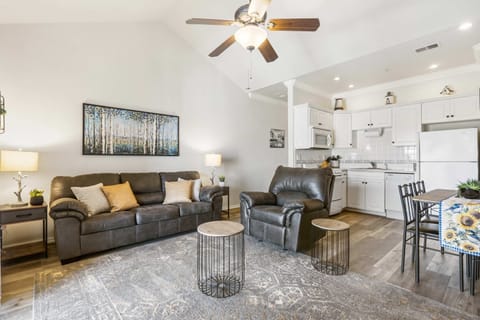 Curl up in the breezy living room & stream your favorites on the smart TV