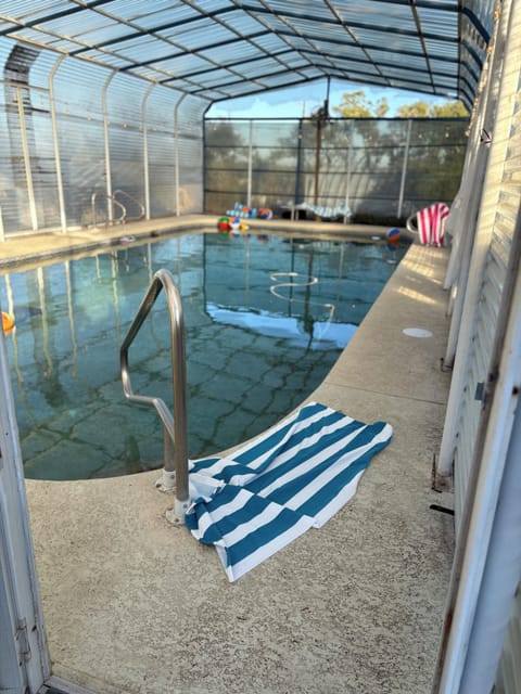 Enclosed pool is delightful year round. 