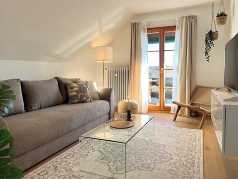 Panoramic Apartment, Lake View | Living area | 40-inch Smart TV with satellite channels, Netflix, streaming services