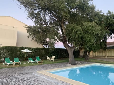 Seasonal outdoor pool, sun loungers