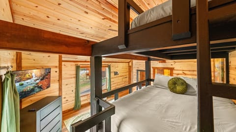 A twin, full and king bed in the Bunk Room