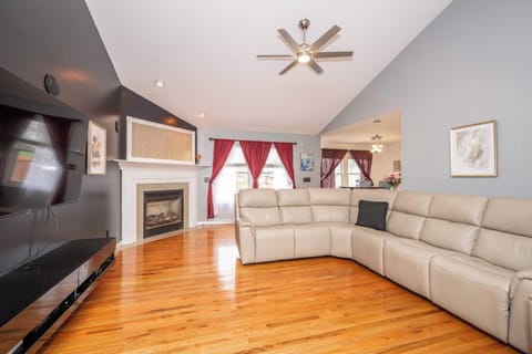 Curl up in the airy living room & stream your favorites on the smart TV