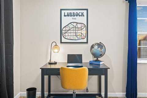 A designated workspace in the room