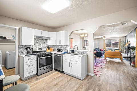 Bright and spacious with sleek countertops.