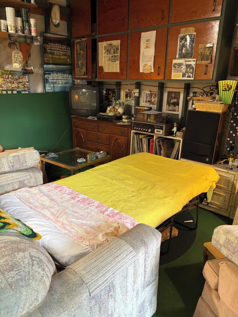 Sofa bed with cable TV and stereo system