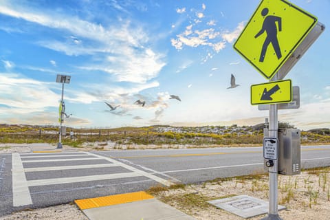Light up crosswalk from the neighborhood to the beach boardwalk.