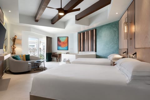 Junior Suite, 2 Queen Beds | Premium bedding, down comforters, pillowtop beds, free minibar